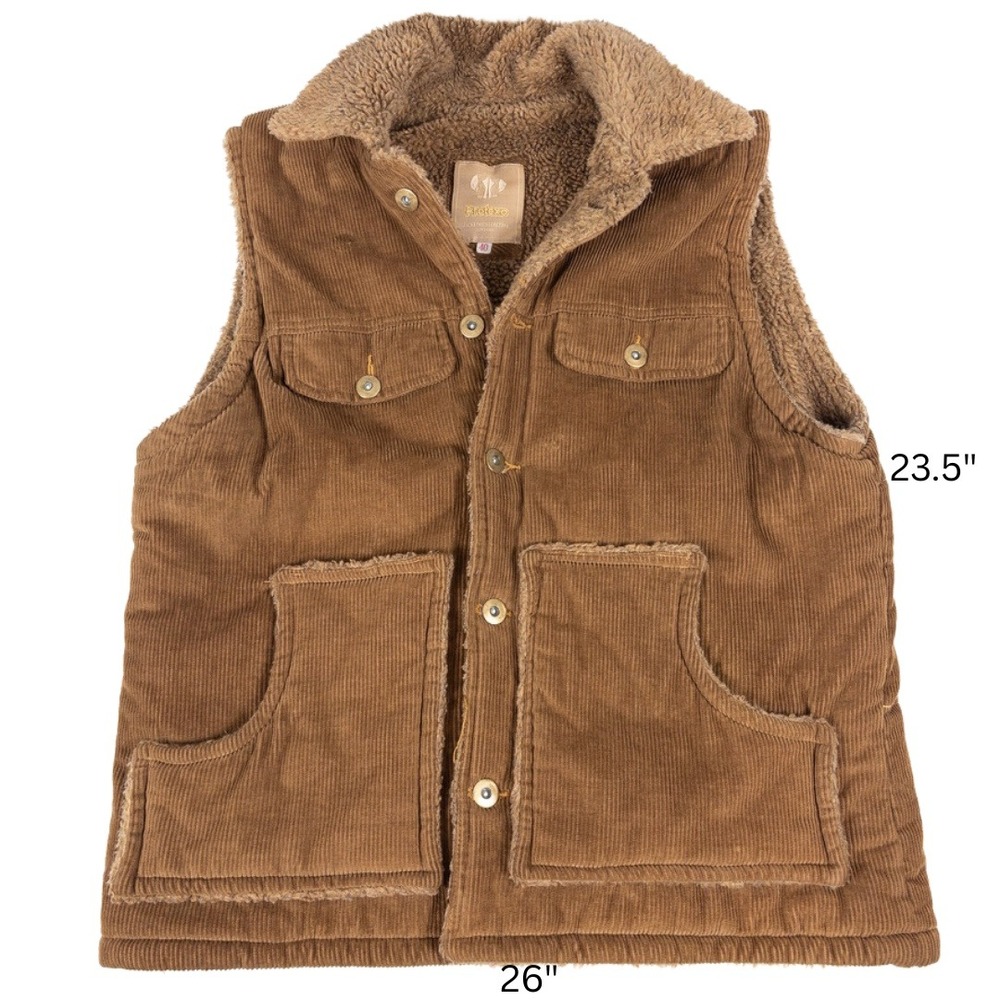 Vintage‎ Corduroy Sherpa Trucker Vest Mens Large XL Shearling Lined 80s Western